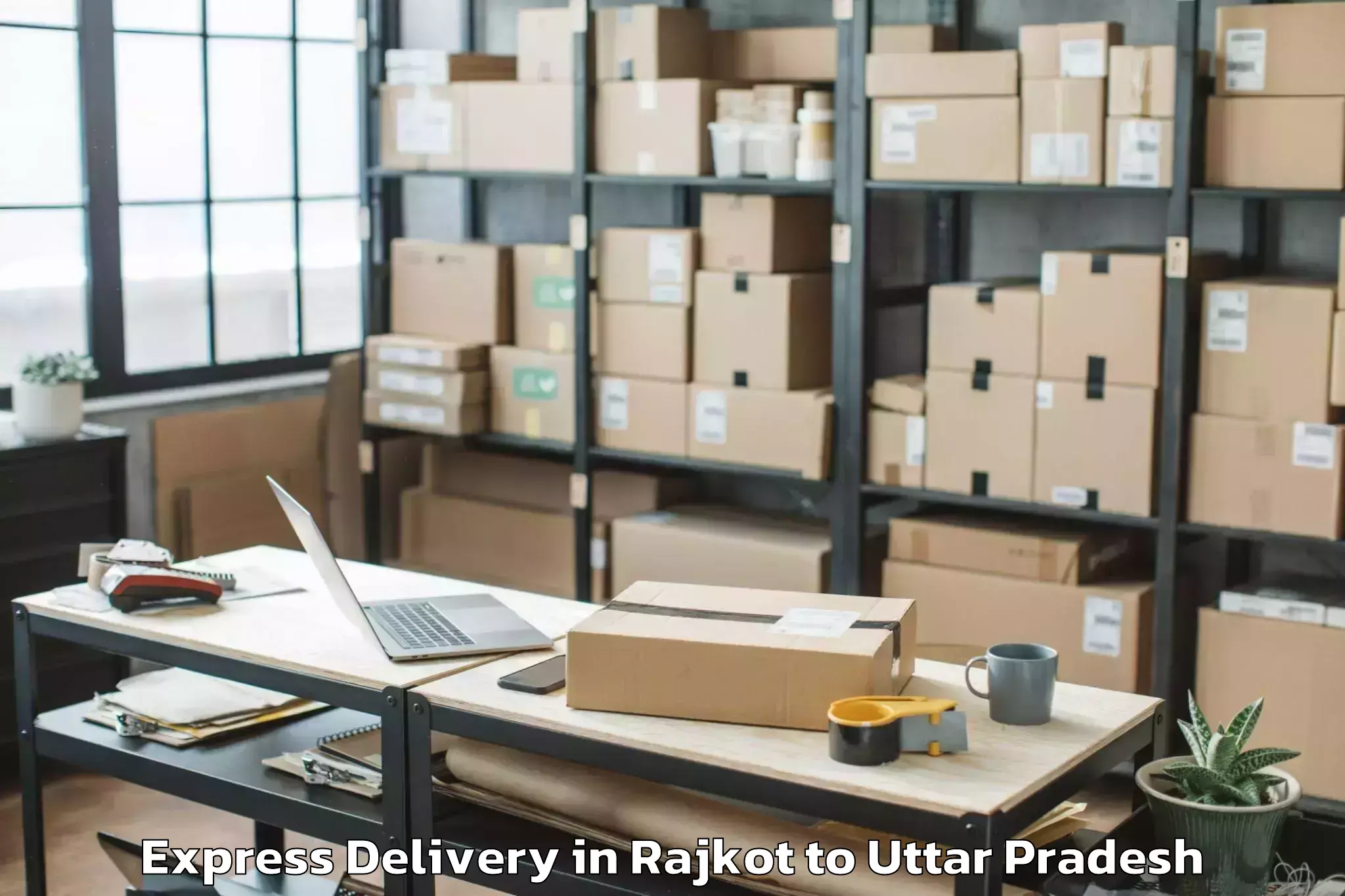 Reliable Rajkot to Gardens Galleria Lucknow Express Delivery